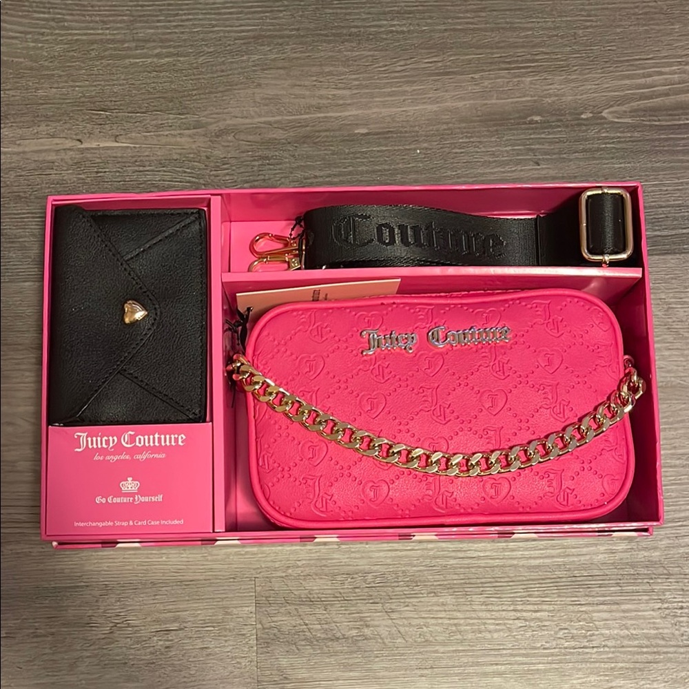Juicy Couture Pink Crossbody Bag and Wallet Set